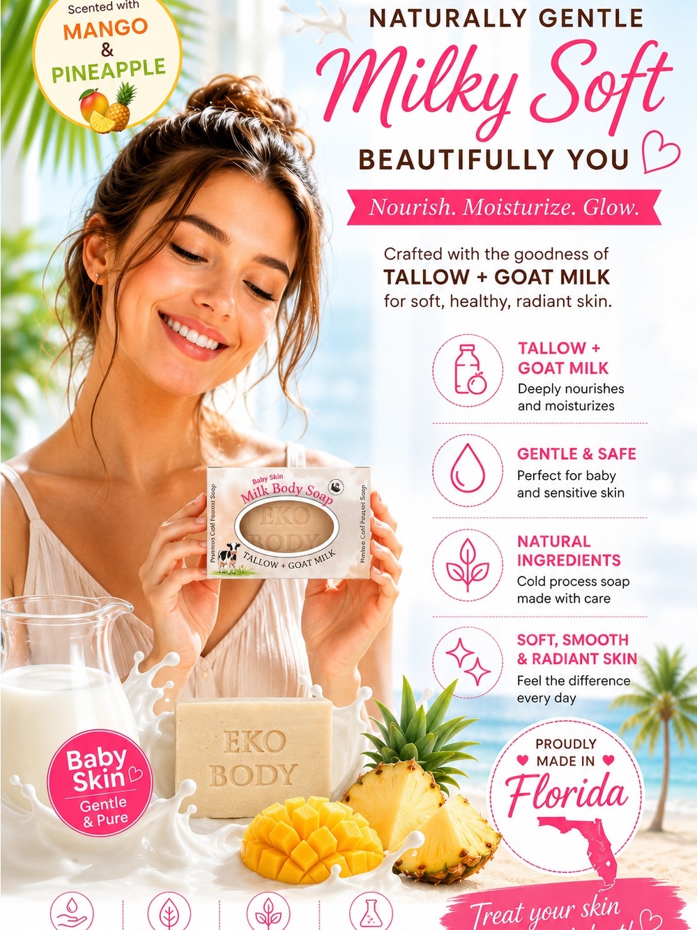 Tallow Milk Body Soap Bar – Gentle Baby Skin